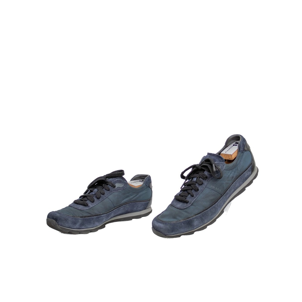 Prada Milano Nylon Suede Sneakers Navy Blue‎ Men's US 8.5 EU 41.5